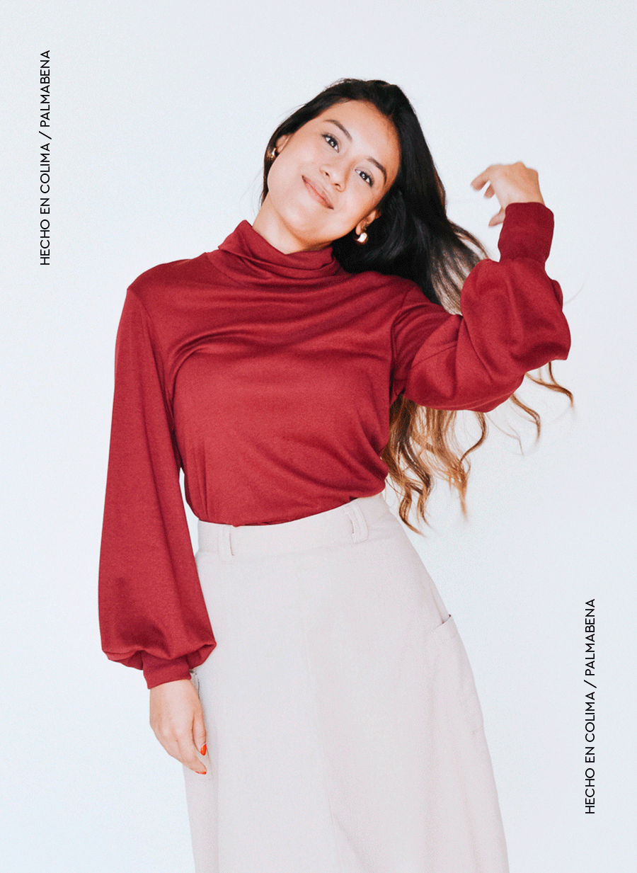 Blusa soft manga globo vino - 1N-09B