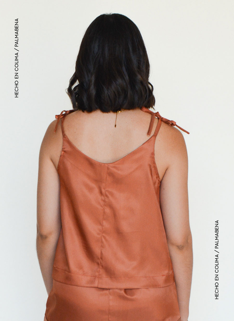 Blusa tirantes amarres en busto ocre - 1B-124A