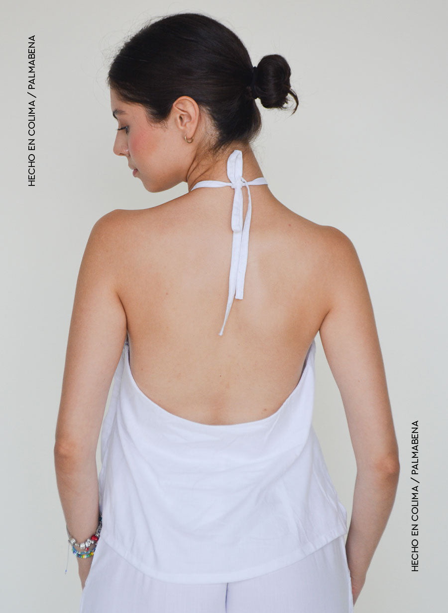 Blusa halter amarre en cuello blanca - 1B-127A