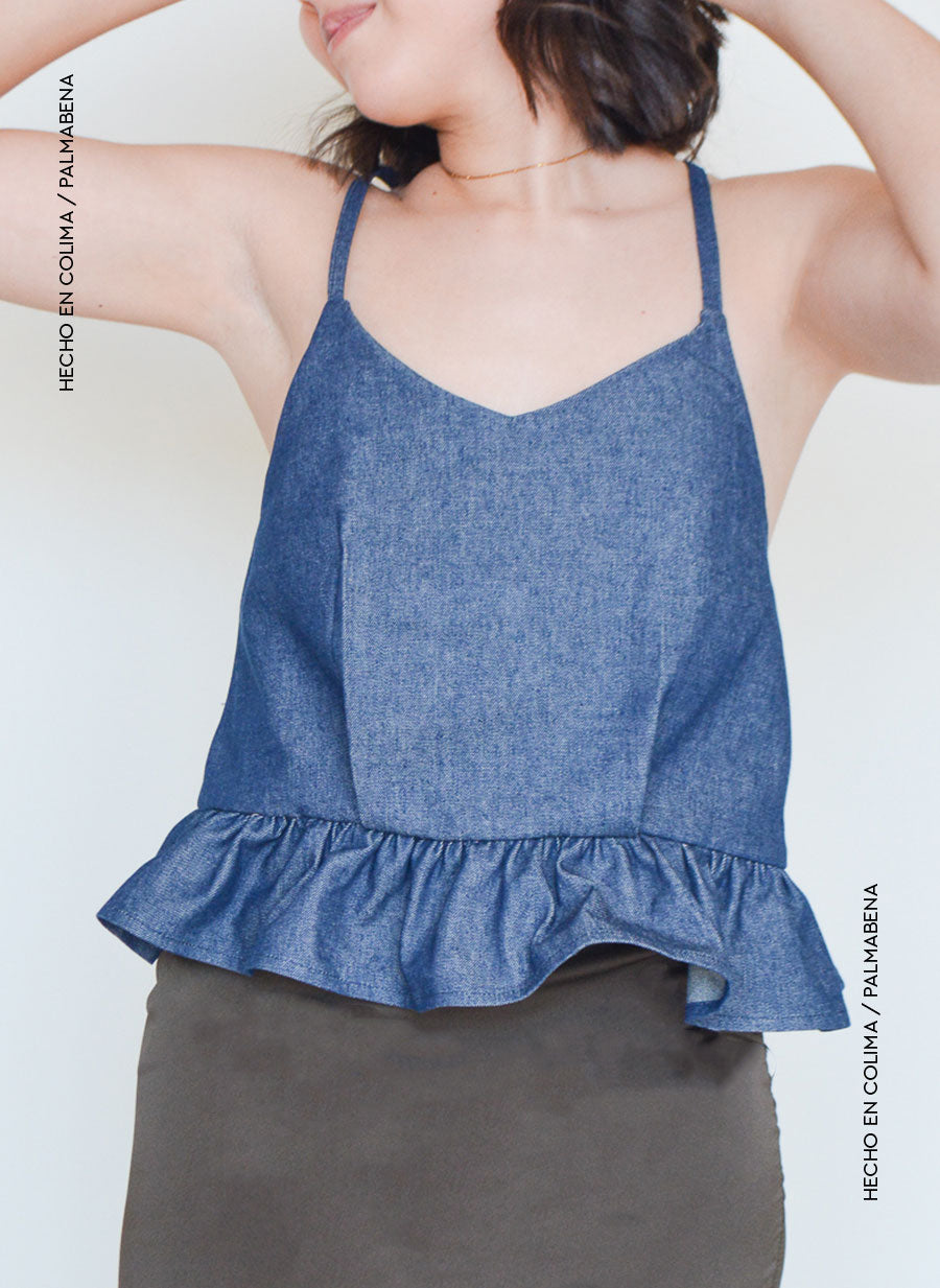 Blusa tirante cruzado mezclilla - 1B-55C