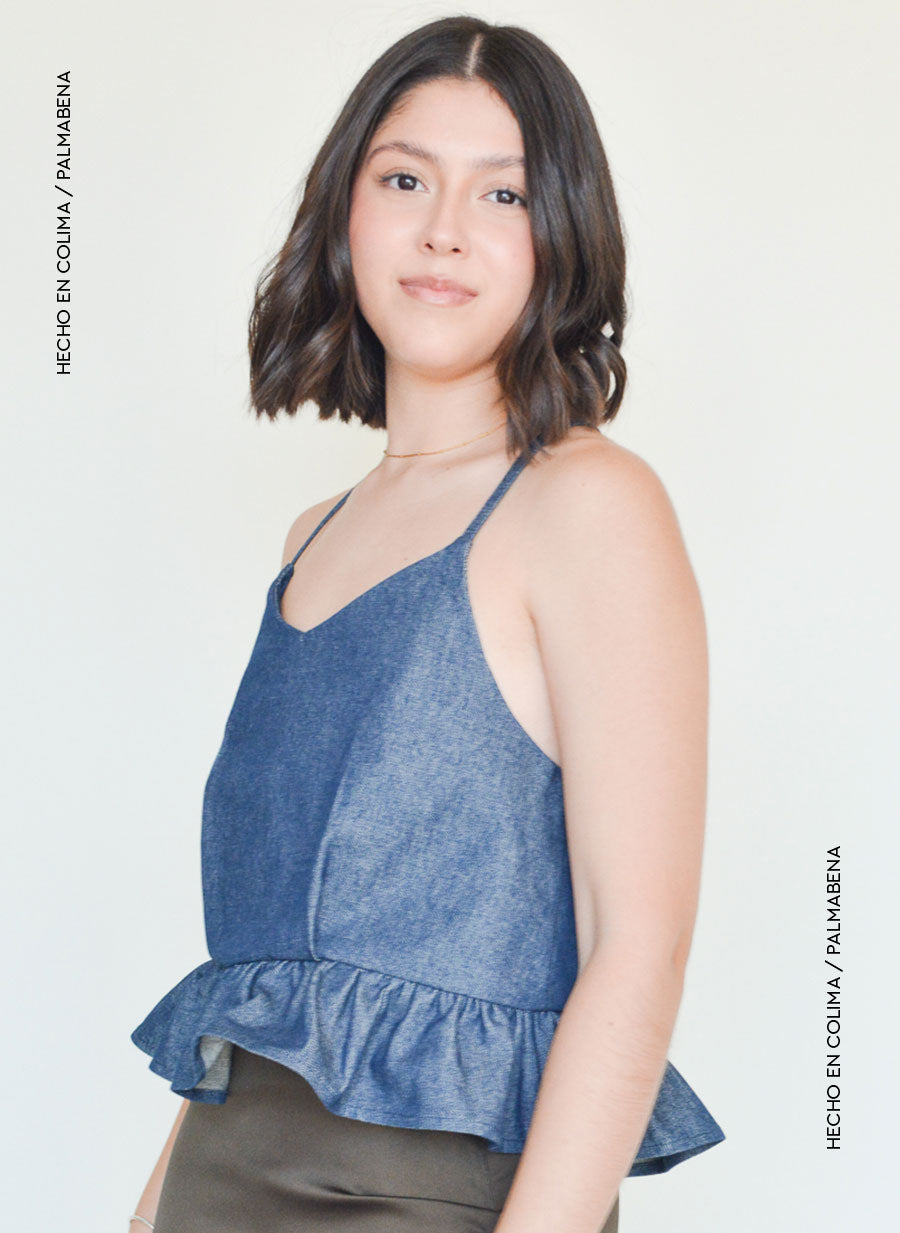 Blusa tirante cruzado mezclilla - 1B-55C