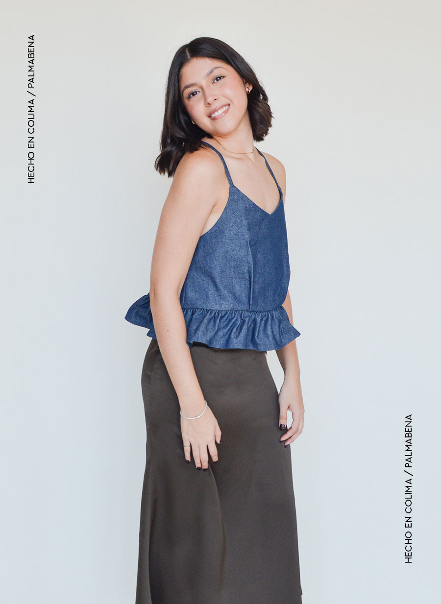 Blusa tirante cruzado mezclilla - 1B-55C