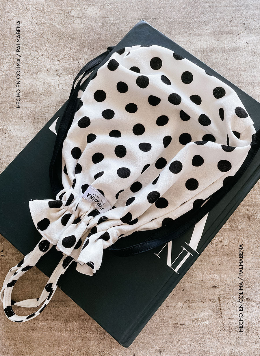 Bolsa de mano upcycling lunares