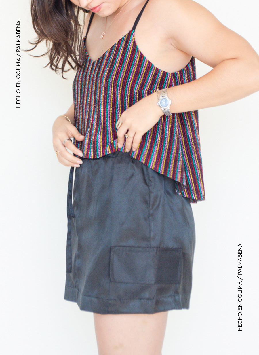 Mini falda cargo negra - 1F-34B