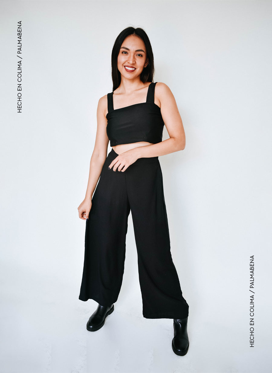 Pantalón ancho pinzas negro - 1P-36D