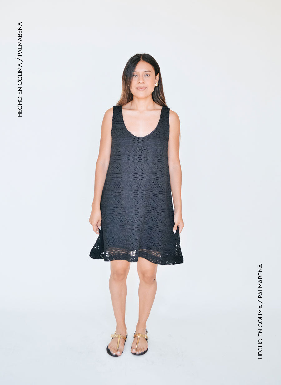 Vestido básico croche sin manga - 1V-95
