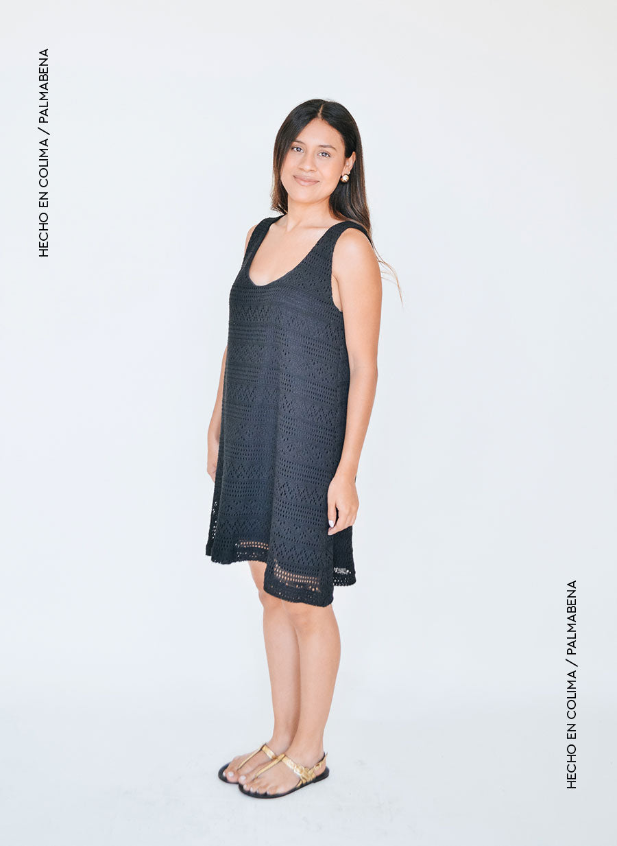 Vestido básico croche sin manga - 1V-95