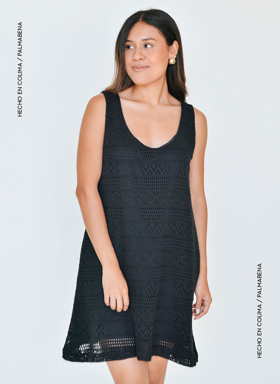 Vestido básico croche sin manga - 1V-95