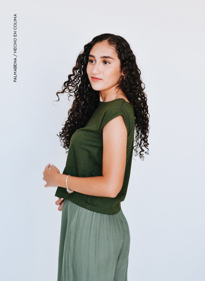 T-shirt una manga verde - 1B-102