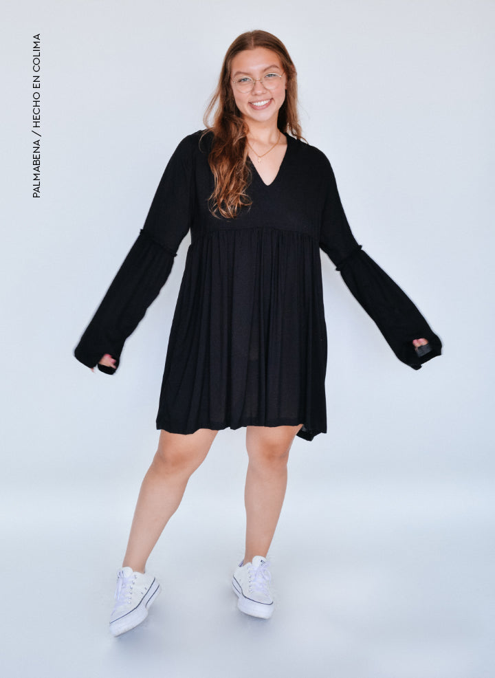Vestido negro boho - 1V48B