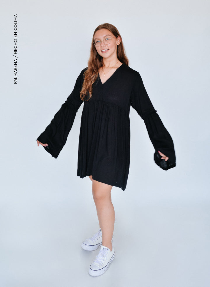 Vestido negro boho - 1V48B