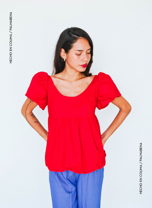 Blusa manga abullonada roja - 1B-116