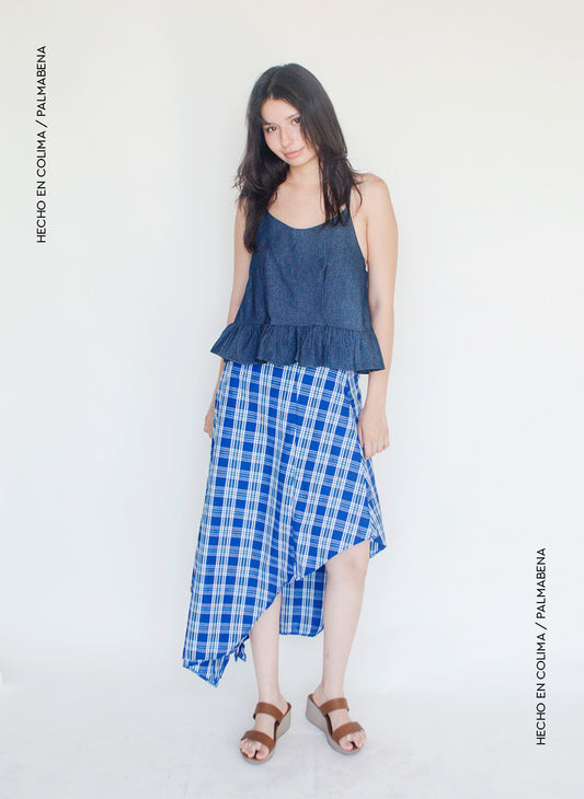 Falda asimétrica midi  - 1F-44