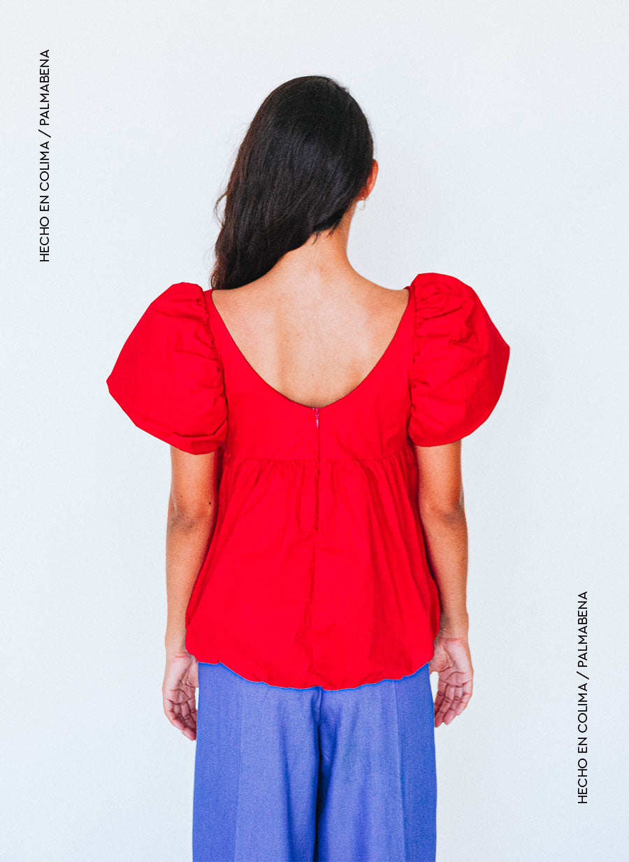 Blusa manga abullonada roja - 1B-116