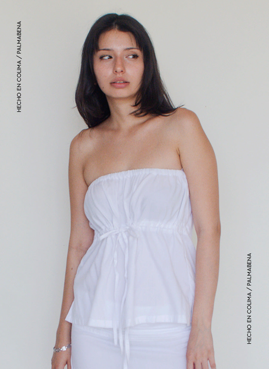 Blusa straple corte imperio blanca - 1B-126B