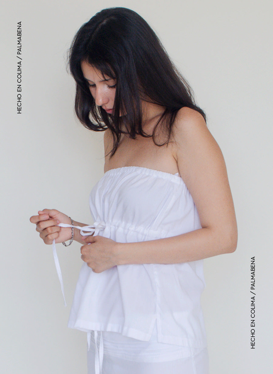 Blusa straple corte imperio blanca - 1B-126B