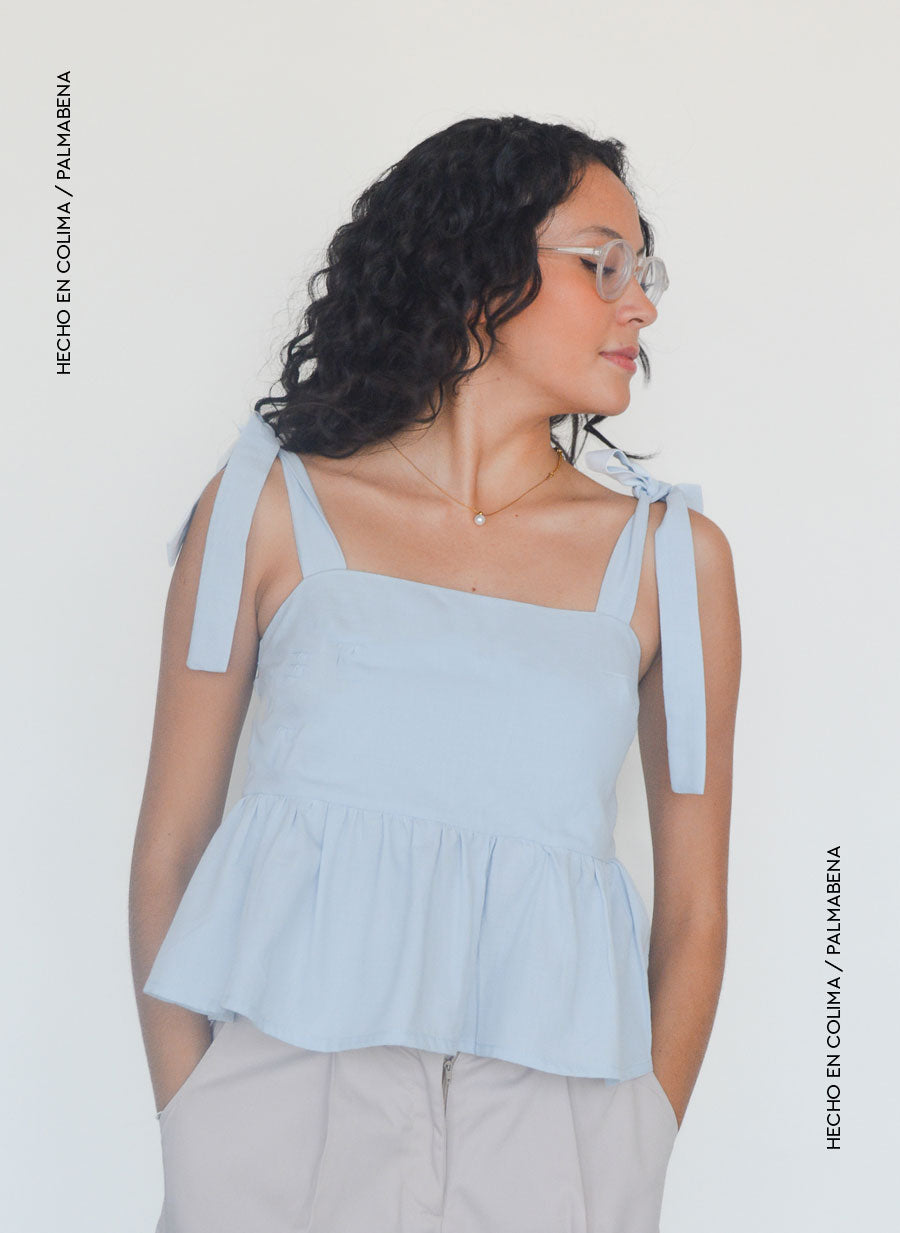 Top tirante amarre moño baby blue - 1B-125