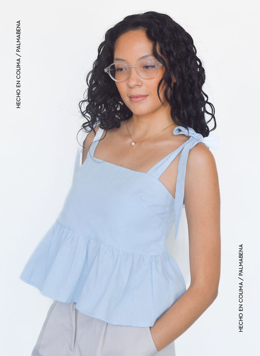 Top tirante amarre moño baby blue - 1B-125