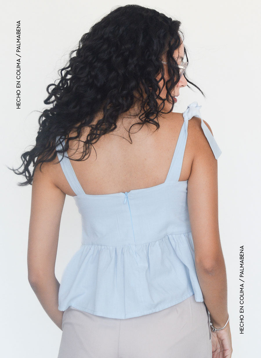 Top tirante amarre moño baby blue - 1B-125