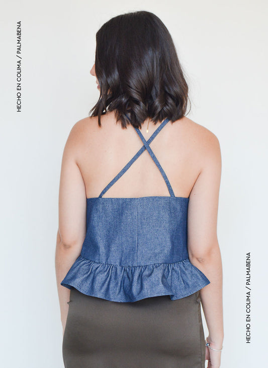 Blusa tirante cruzado mezclilla - 1B-55C