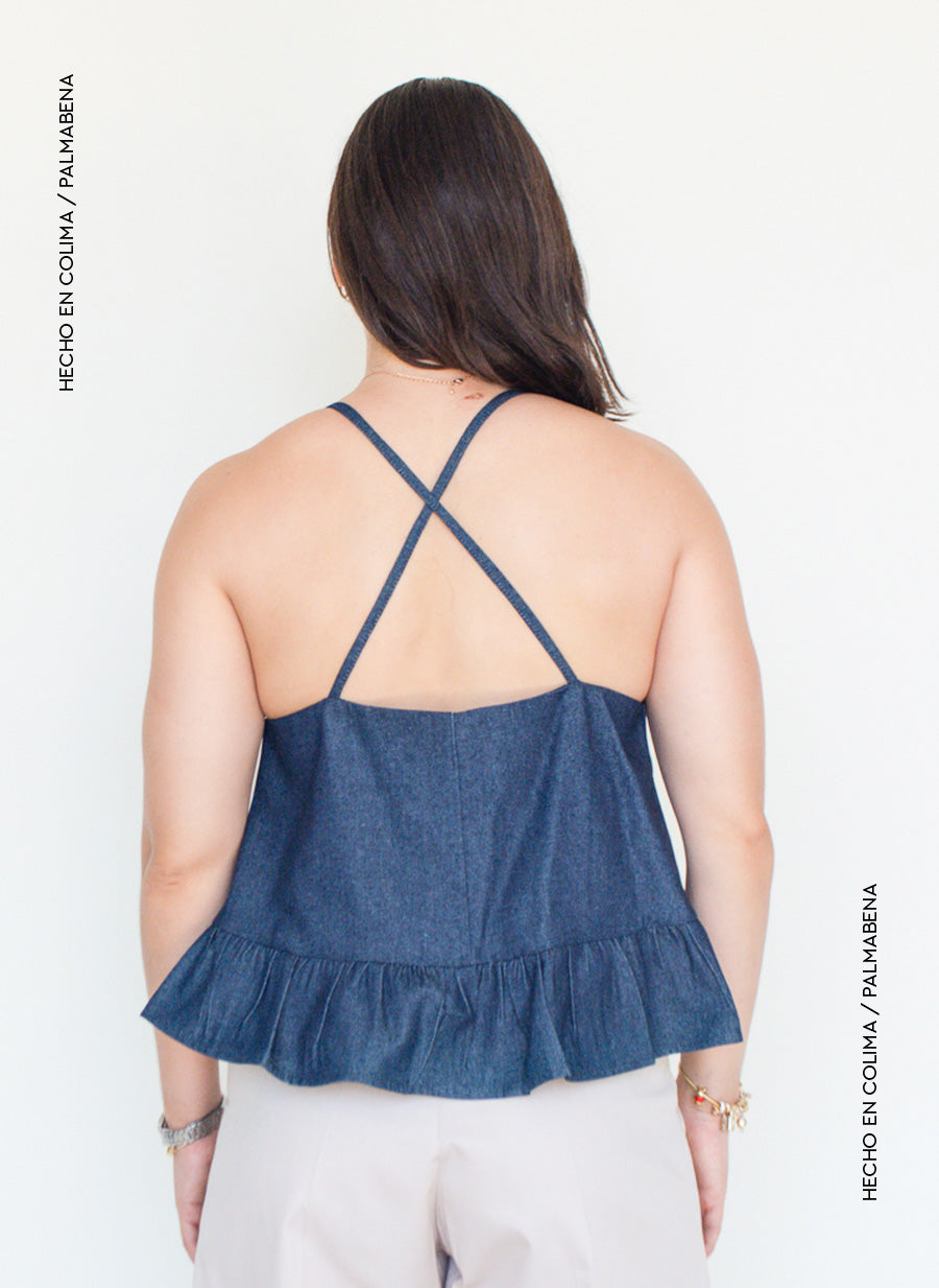 Blusa tirante cruzado mezclilla - 1B-55C