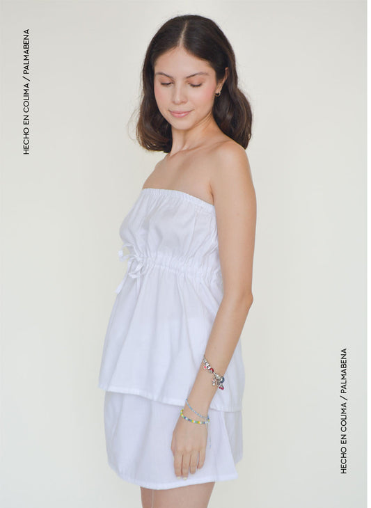 Blusa straple corte imperio blanca - 1B-126B