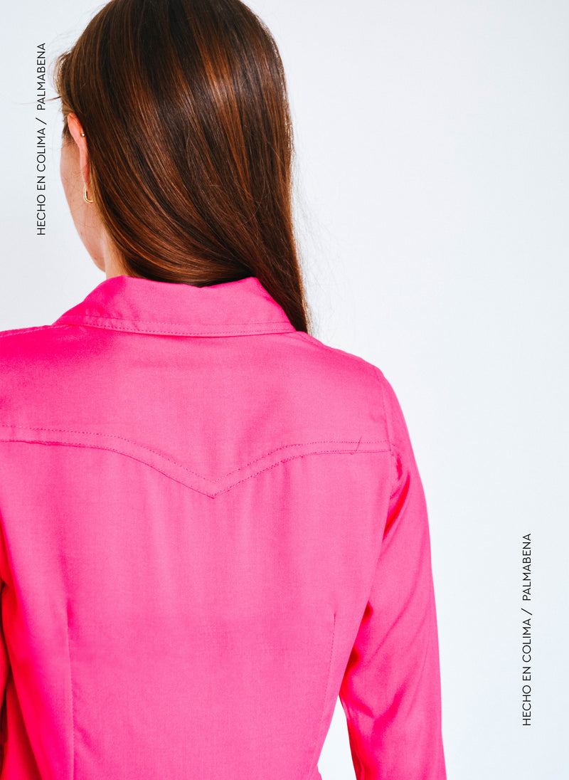 Camisa crop con puño escarola fiusha - 1C-73