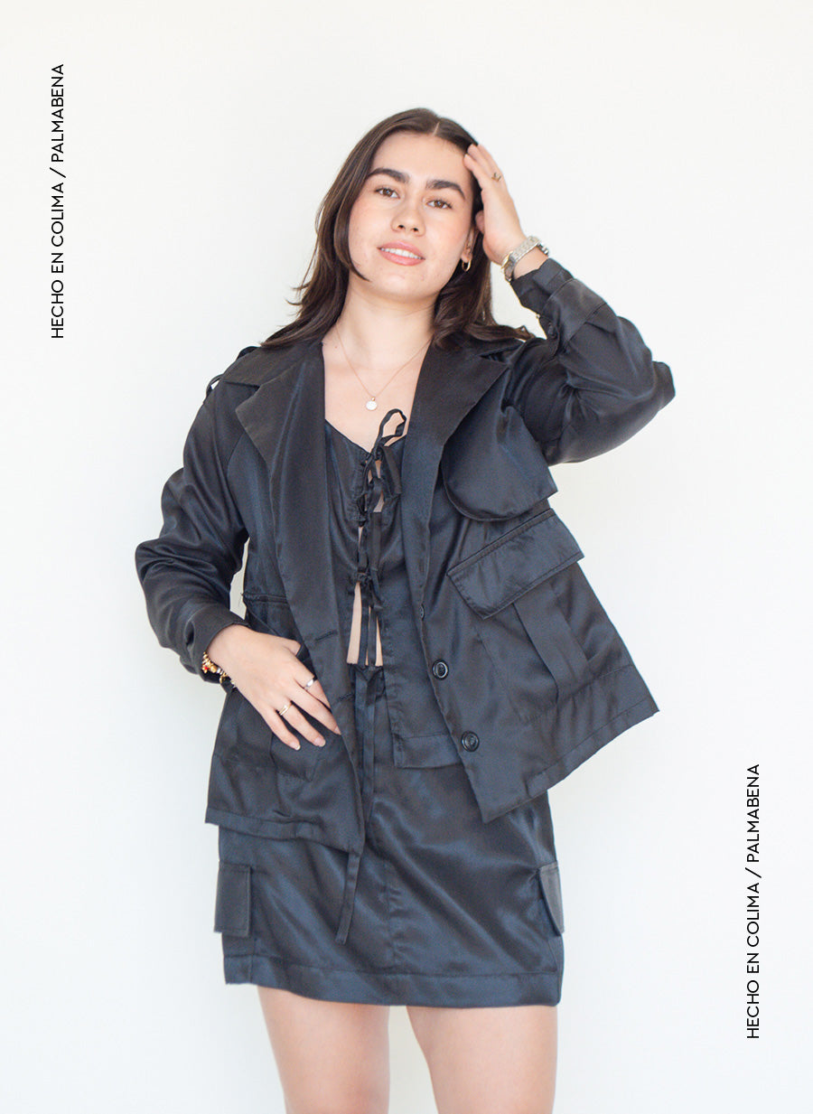 Cazadora cargo negra 1N-35B