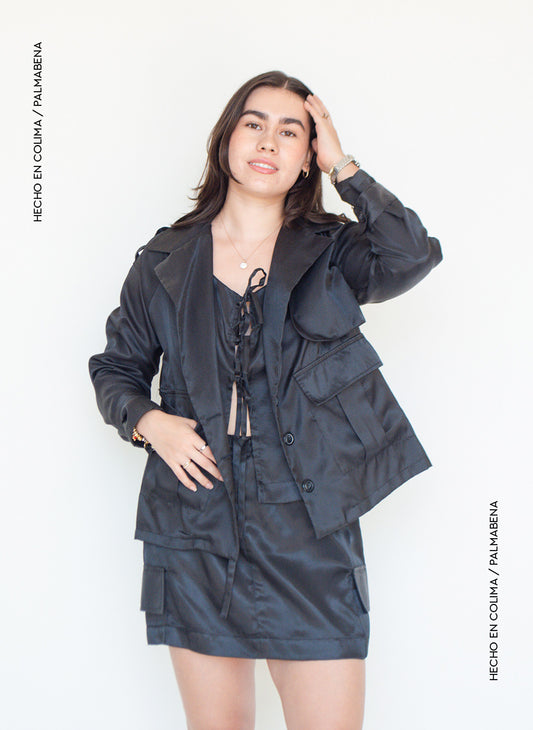 Cazadora cargo negra 1N-35B