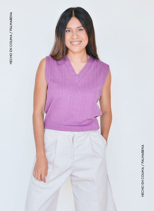 Chaleco cardigan morado - 1N-40