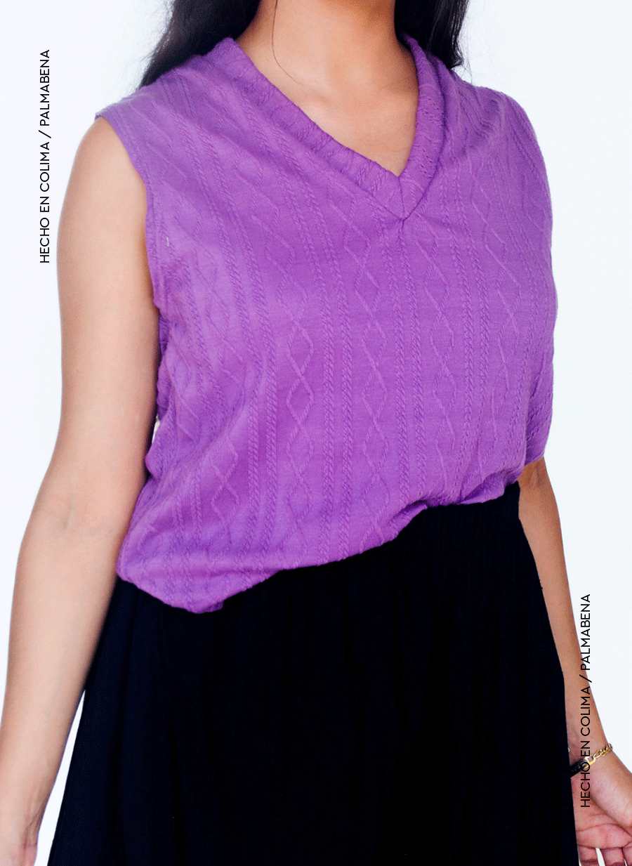 Chaleco cardigan morado - 1N-40