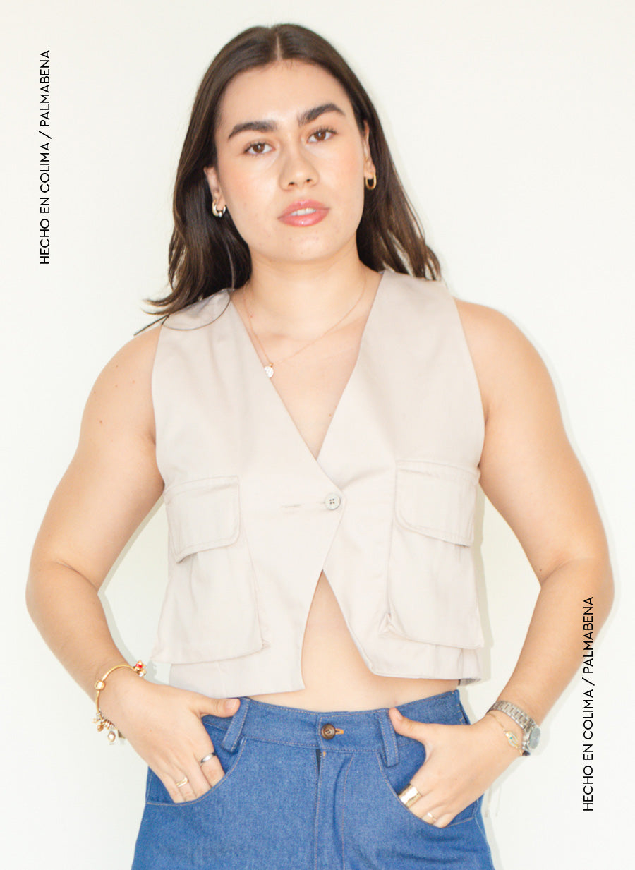 Chaleco corto de botones cargo - 1N-37