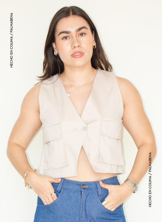 Chaleco corto de botones cargo - 1N-37