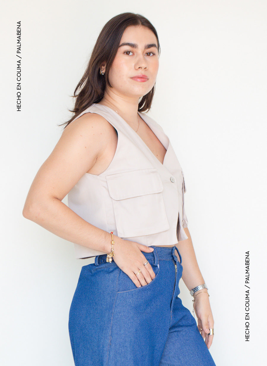 Chaleco corto de botones cargo - 1N-37