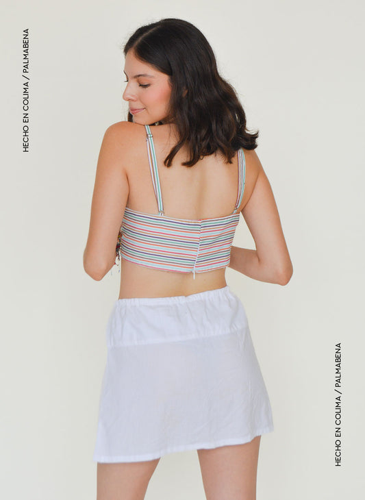 Falda mini ajustable blanca - 1F-43B