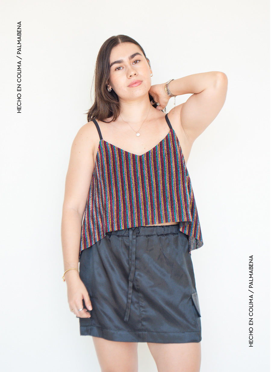 Mini falda cargo negra - 1F-34B