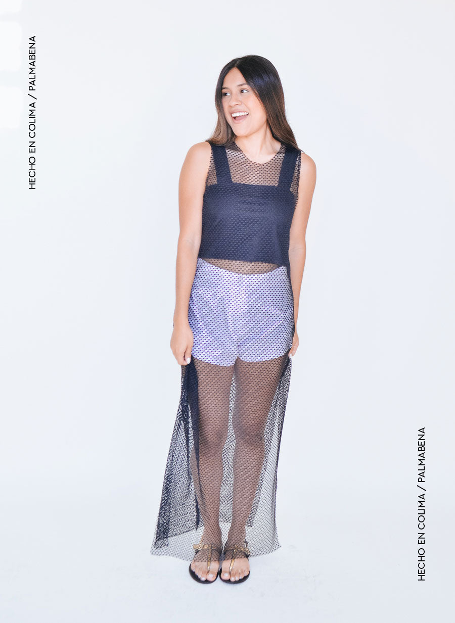 Vestido red midi aberturas negro - 1V-68B