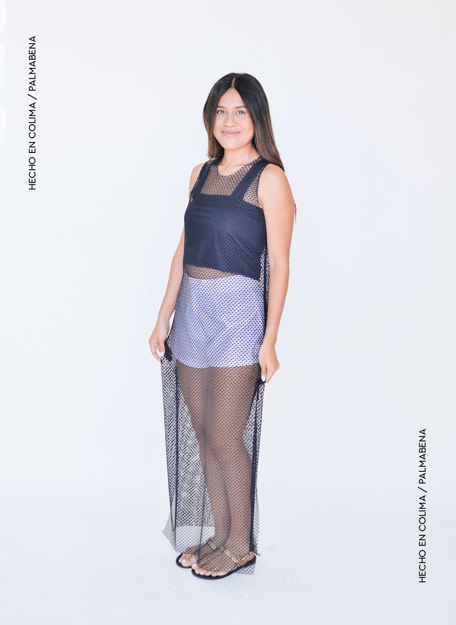 Vestido red midi aberturas negro - 1V-68B