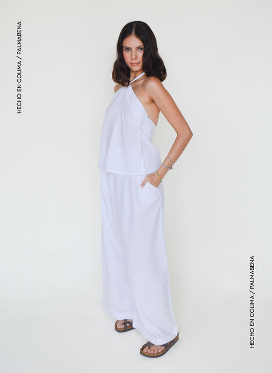 Pantalón fluido pinzas blanco - 1P-45A