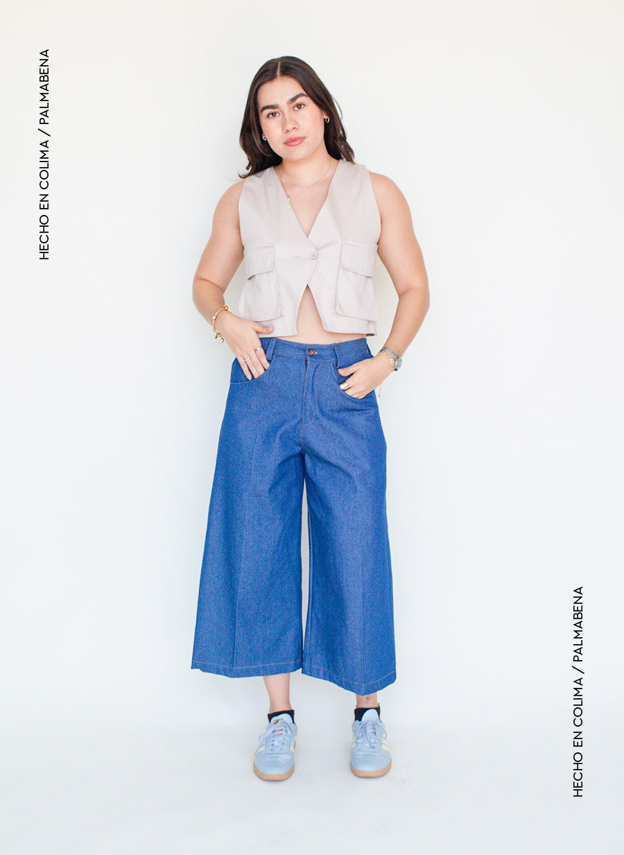 Pantalón culotte mezclilla - 1P-46