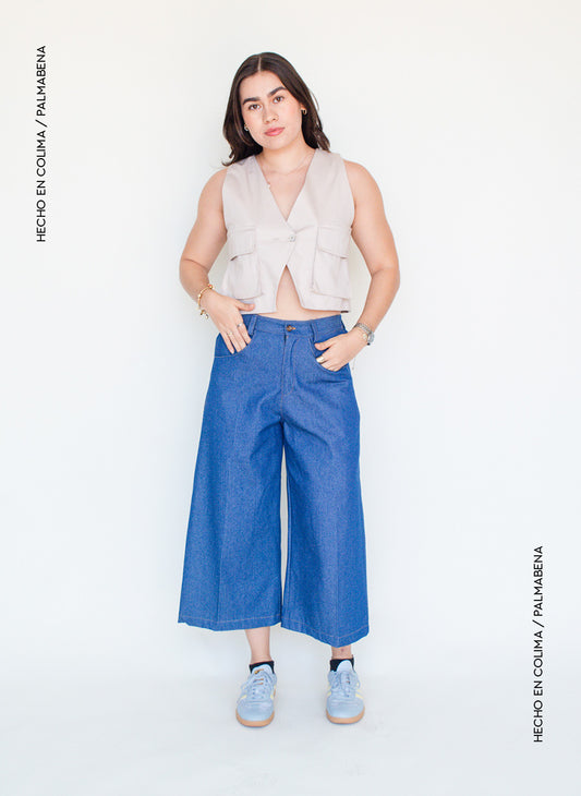 Pantalón culotte mezclilla - 1P-46