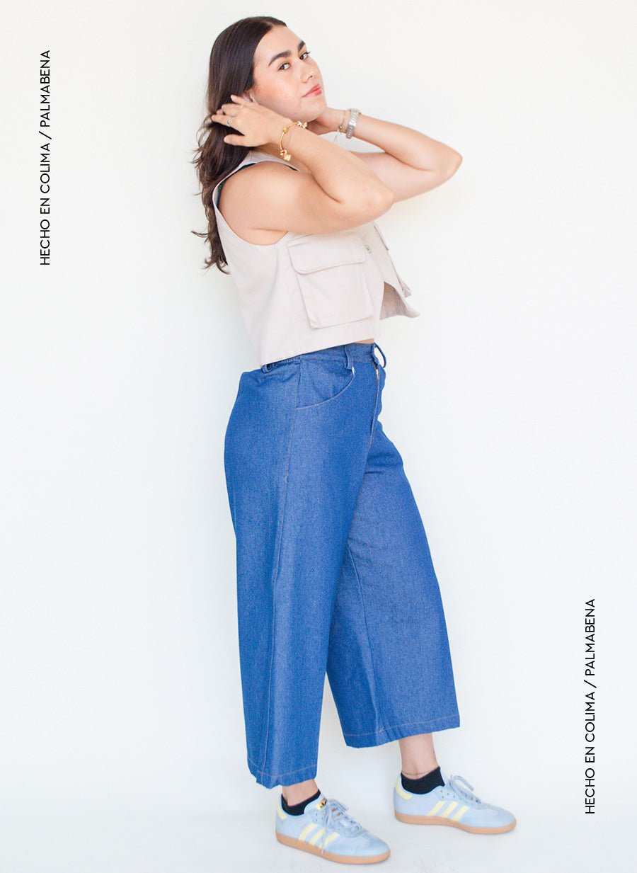 Pantalón culotte mezclilla - 1P-46