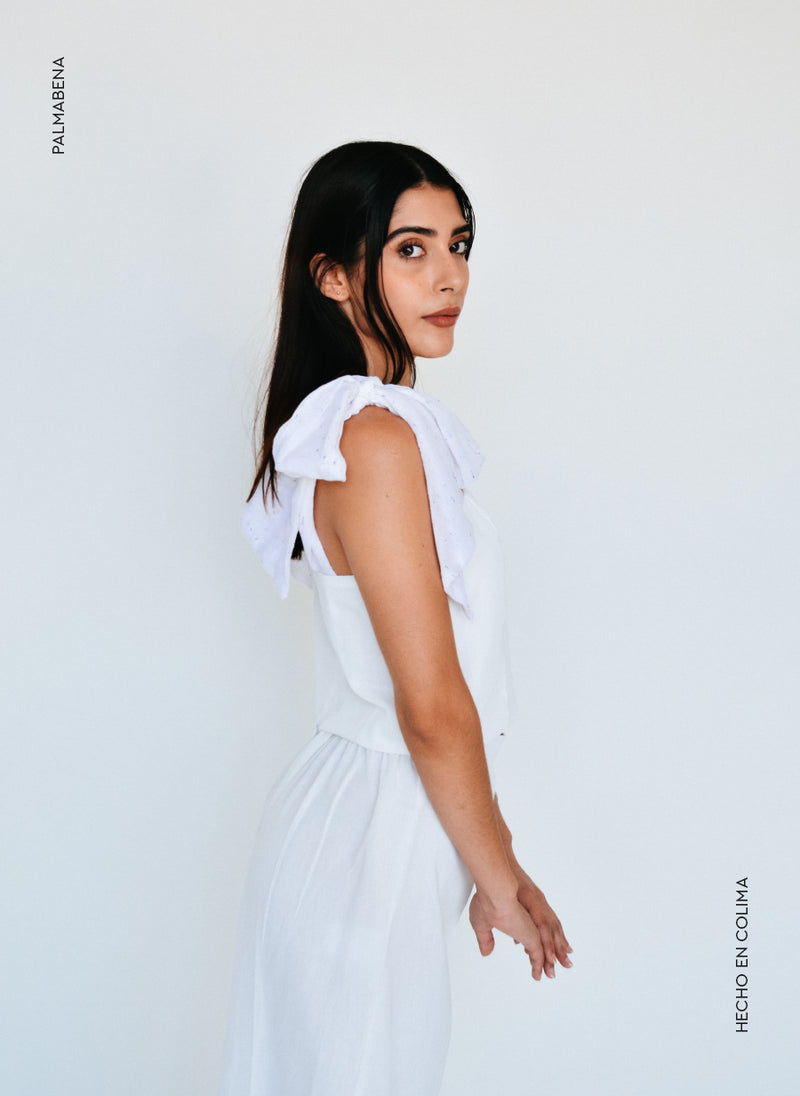 Top blanco tirantes moño - 1B-74B