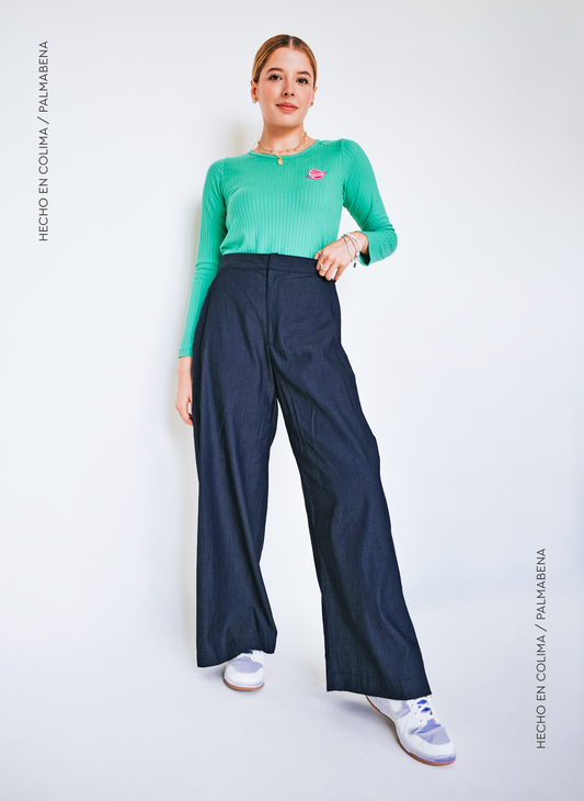 Pantalón ancho estilo mezclilla  - 1P34
