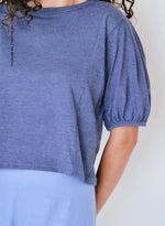 T-shirt manga abullonada azul - 1B-97