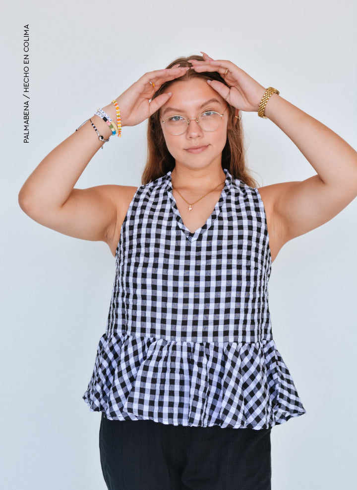 Blusa a Cuadros y Olanes - 1B84