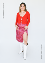 Falda midi con abertura en pierna satín animal print - 1F27E