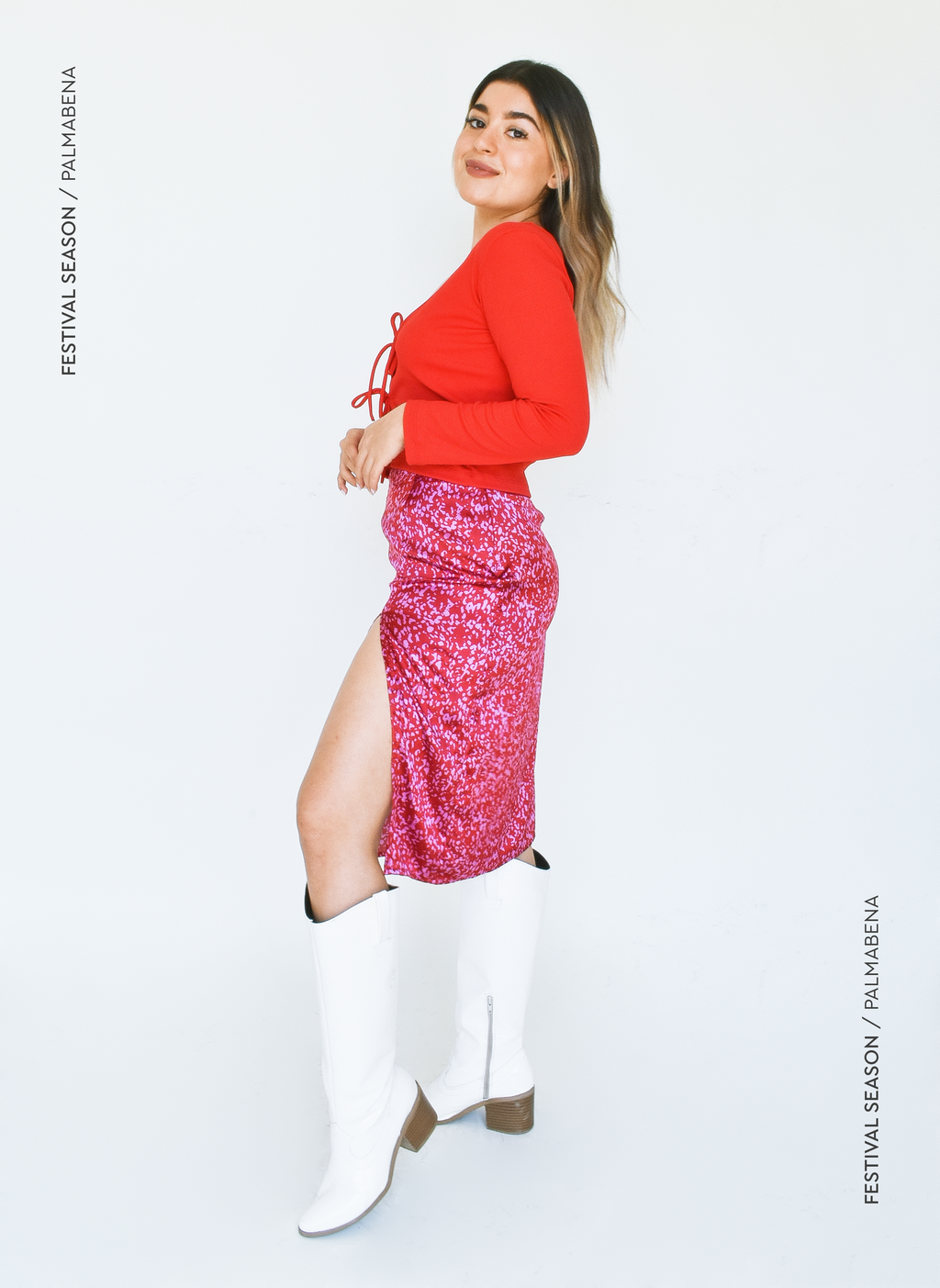 Falda midi con abertura en pierna satín animal print - 1F27E