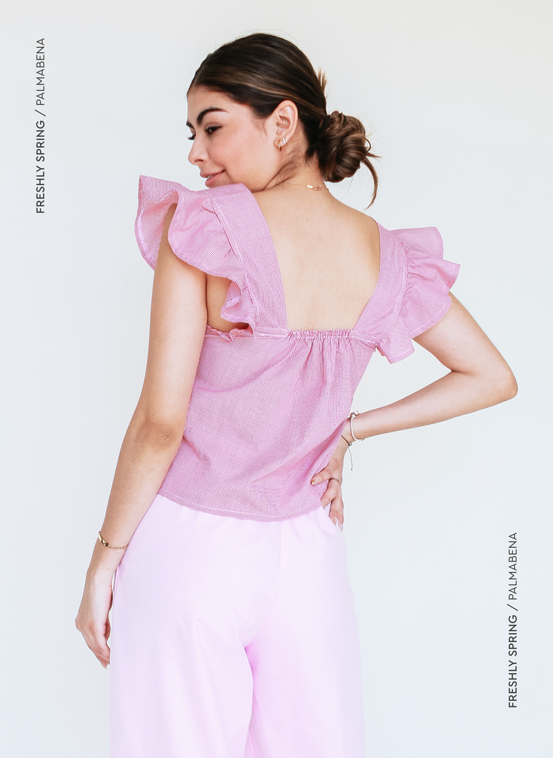 Blusa cuadros rojos de olán - 1C-96